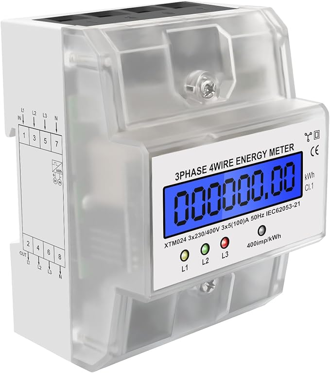 Digitaler Drehstromzähler 230 / 400V für Hutschiene (Geeicht)